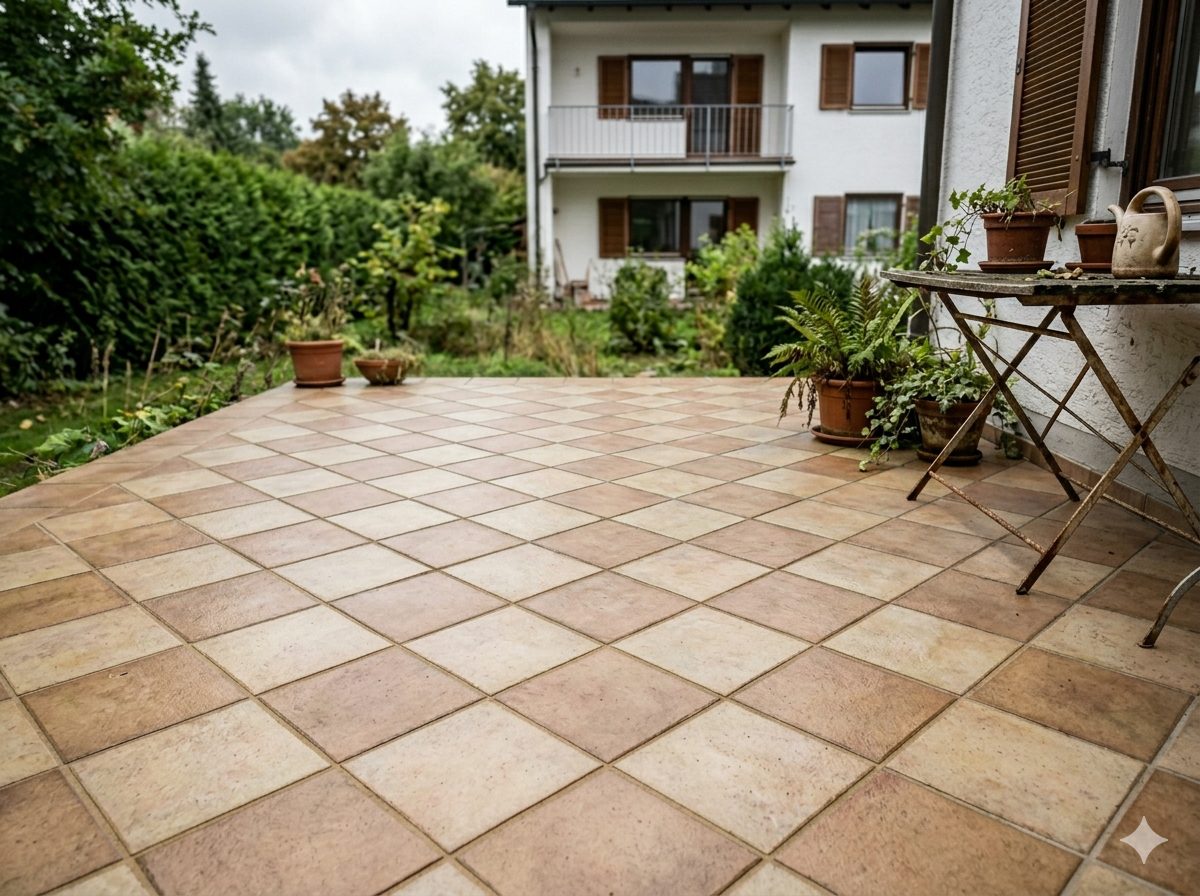 Terrasse Keramikfliesen nachher